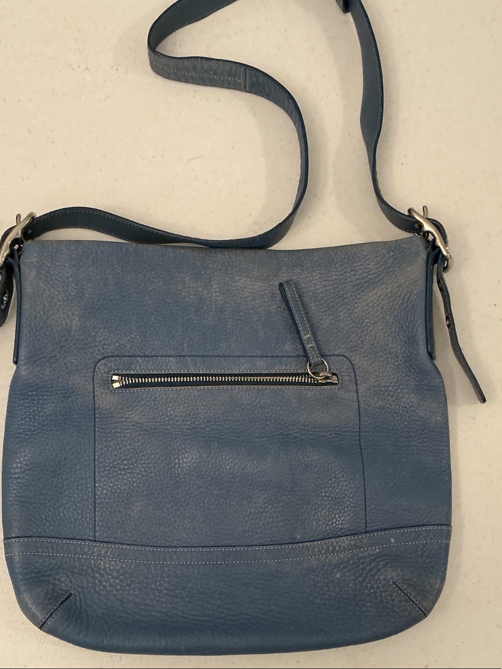 Vintage Coach Legacy Slim Duffle Handbag Slat Blue/Periwinkle Leather - Picture 2 of 4